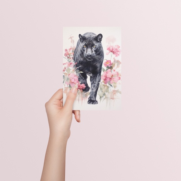 Watercolor Black Jaguar Wall Art Print Unframed - Majestic Jungle Elegance - Picture 5 of 6